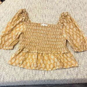MELISSA NEPTON Smocked Blouse - Tan
